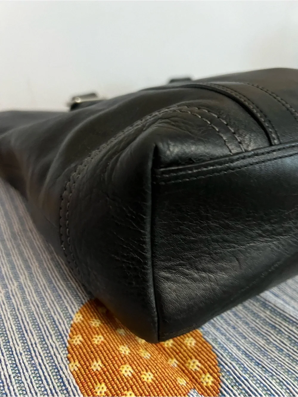 Coach Hampton 2006 Vintage Black Leather Tote Shoulder Bag Y2K